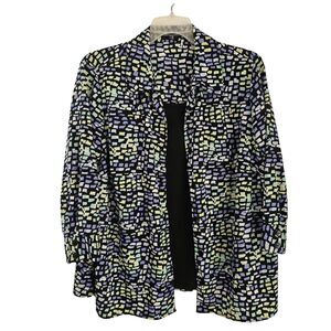 Notations Twofer Top Womens 2X Multicolor Button Up over Black Faux Tank